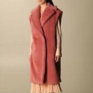 $2890 Max Mara Long Alpaca Teddy Vest Small